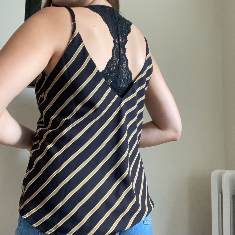 Socialite Black and Gold Striped Tank Top - Picture 3 of 4